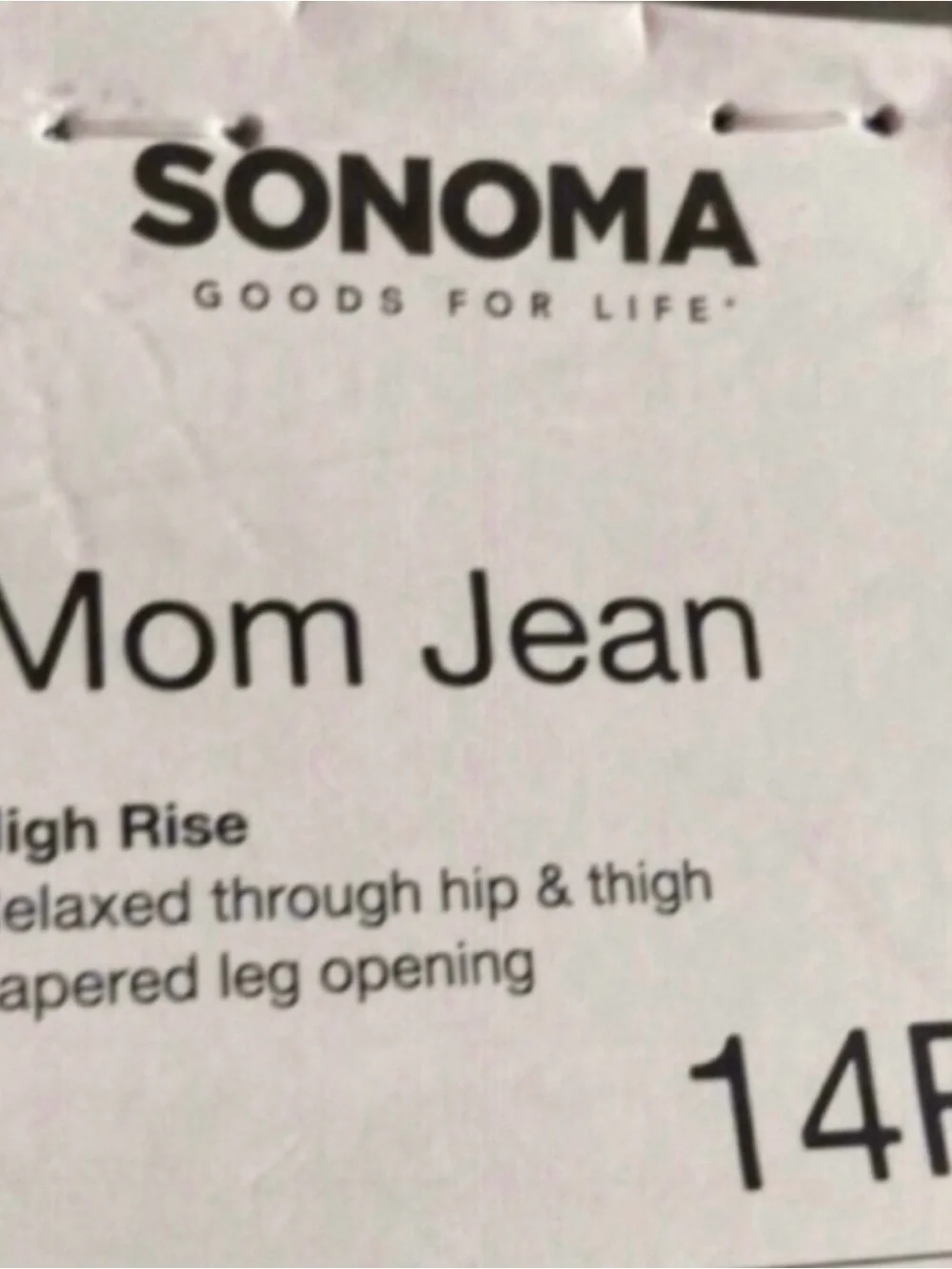 New Sonoma Jeans Light Wash Blue High Rise Denim Mom Jeans Casual Women’s 14R